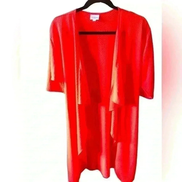 Lularoe Small Neon coral Shirley Kimono. NWT . Textured retro vibe!Great coverup - Picture 1 of 6